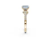 Asscher Cut Pavé Solitaire Engagement Ring Setting for a Fancy Blue Lab-Grown Diamond | Crossover Gallery | Yellow Gold