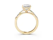 Princess Cut Baguette Side Stone Engagement Ring Setting | Alternating Accents | Yellow Gold