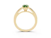 Fancy Green Pear Cut Diamond Solitaire Ring Set in Yellow gold with Prong Setting and Classic Band