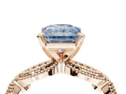 Radiant Cut Vintage Milgrain Engagement Ring Setting for a Fancy Blue Lab-Grown Diamond | Graduated Stations | Rose Gold