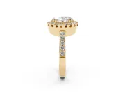 Oval Vintage Milgrain Halo Engagement Ring Setting | Pierced Gallery | Yellow Gold