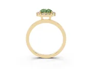 Oval Thin Halo Engagement Ring Setting for a Fancy Green Lab-Grown Diamond | Plain Polished Band | Yellow Gold