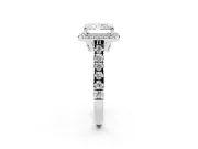 Radiant Cut Halo Engagement Ring Setting | Shared Prong Shoulders | White Gold