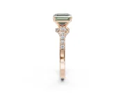 Asscher Cut Pavé Solitaire Engagement Ring Setting for a Fancy Green Lab-Grown Diamond | Crossover Gallery | Rose Gold