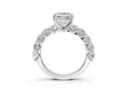 Princess Cut Side Stone Engagement Ring Setting | Scalloped Prong Accents | Sterling Silver
