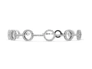 Round Lab-Grown Diamond Pavé Circle Link Tennis Bracelet | Stone Bar Links | White Gold