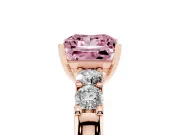 Fancy Pink Princess Cut Diamond Five-Stone Prong Set Engagement Ring Set in Rose gold with Channel Band