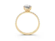 Radiant Cut Pave Solitaire Engagement Ring Setting | Fine Line Pave Band | Yellow Gold