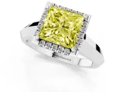 Princess Cut Halo Engagement Ring Setting for a Fancy Yellow Lab-Grown Diamond | Knife-Edge Band | Sterling Silver