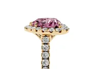Heart-Shaped Raised Halo Engagement Ring Setting for a Fancy Pink Lab-Grown Diamond | Yellow Gold