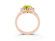 Fancy Yellow Heart Cut Diamond Halo Ring Set in Rose gold with Round Halo and Smooth Solitaire Band