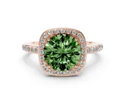 Round Halo Engagement Ring Setting for a Fancy Green Lab-Grown Diamond | Rose Gold - Design NV-24729