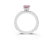 Oval Vintage Pavé Engagement Ring Setting for a Fancy Pink Lab-Grown Diamond | White Gold