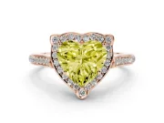 Heart-Shaped Petal Tip Halo Engagement Ring Setting for a Fancy Yellow Lab-Grown Diamond | Pavé Band | Rose Gold
