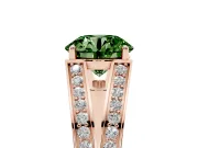 Fancy Green Round Cut Diamond Split Shank Ring Set in Rose gold with Pavé Band and Prong Setting