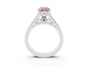 Oval Cathedral Channel Set Engagement Ring Setting for a Fancy Pink Lab-Grown Diamond | Double Claw Prongs | White Gold
