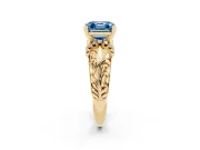 Asscher Cut Filigree Engagement Ring Setting for a Fancy Blue Lab-Grown Diamond | Yellow Gold