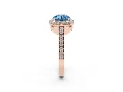Round Floral Halo Engagement Ring Setting for a Fancy Blue Lab-Grown Diamond | Large Round Accents | Rose Gold