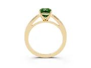 Fancy Green Radiant Cut Diamond Solitaire Ring Set in Yellow gold with Prong Setting and Classic Band