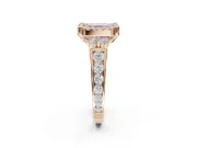 Asscher Cut Halo Engagement Ring Setting for a Fancy Pink Lab-Grown Diamond | Graduated Channel Band | Rose Gold