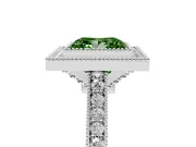 Princess Cut Vintage Milgrain Halo Engagement Ring Setting for a Fancy Green Lab-Grown Diamond | Bezel Head | White Gold