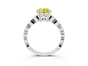 Fancy Yellow Round Cut Diamond Solitaire Ring Set in White gold with Infinity Twist Pavé Band