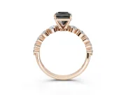 Radiant Cut Graduated Side Stone Engagement Ring Setting for a Black Center | Rose Gold