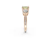 Princess Cut Three Stone Engagement Ring Setting for a Fancy Yellow Lab-Grown Diamond | Tapered Pave Band | Rose Gold