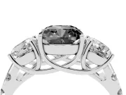 Cushion Cut Three Stone Engagement Ring Setting for a Black Center | Accented Shoulders | White Gold