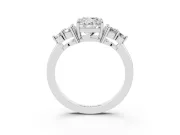 Cushion Cut Diamond Solitaire Ring Set in White gold with Cluster Accents on Each Side