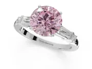 Round Tapered Baguette Engagement Ring Setting for a Fancy Pink Lab-Grown Diamond | Platinum