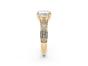 Princess Cut Three Row Pave Solitaire Engagement Ring Setting | Double Claw Prongs | Yellow Gold