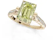 Emerald Cut Vintage Cathedral Engagement Ring Setting for a Fancy Yellow Lab-Grown Diamond | Carved Band | Yellow Gold