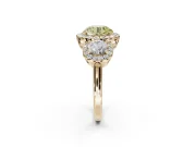 Round Three Stone Halo Engagement Ring Setting for a Fancy Yellow Lab-Grown Diamond | Yellow Gold
