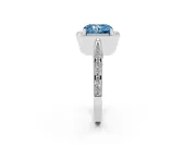 Radiant Cut Milgrain Halo Engagement Ring Setting for a Fancy Blue Lab-Grown Diamond | Side Stones | Sterling Silver