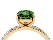 Radiant Cut Pavé Engagement Ring Setting for a Fancy Green Lab-Grown Diamond | Yellow Gold