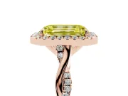 Emerald Cut Twist Halo Engagement Ring Setting for a Fancy Yellow Lab-Grown Diamond | Rose Gold