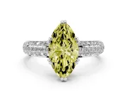 Marquise Three Row Pave Engagement Ring Setting for a Fancy Yellow Lab-Grown Diamond | Double Claws | Sterling Silver