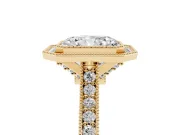 Radiant Cut Vintage Milgrain Halo Engagement Ring Setting | Bezel Head | Yellow Gold