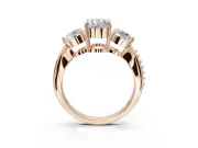 Oval Three Stone Engagement Ring Setting | Tapered Pave Band | Rose Gold