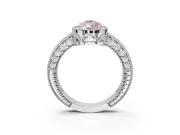 Pear-Shaped Vintage Milgrain Halo Engagement Ring Setting for a Fancy Pink Lab-Grown Diamond | Wide Pavé Band | Platinum