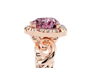 Heart-Shaped Filigree Halo Engagement Ring Setting for a Fancy Pink Lab-Grown Diamond | Rose Gold