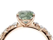 Cushion Cut Graduated Solitaire Engagement Ring Setting for a Fancy Green Lab-Grown Diamond | Rose Gold