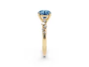 Round Graduated Accent Engagement Ring Setting for a Fancy Blue Lab-Grown Diamond | Yellow Gold