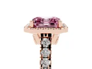 Asscher Cut Accented Halo Engagement Ring Setting for a Fancy Pink Lab-Grown Diamond | Rose Gold