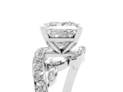 Princess Cut Diamond Solitaire Ring Set in Silver with Pavé Twist Band and Secure Prong Setting