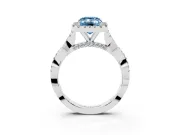Emerald Cut Twist Halo Engagement Ring Setting for a Fancy Blue Lab-Grown Diamond | Platinum