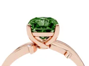 Fancy Green Radiant Cut Diamond Pavé Twist Band Solitaire Ring Set in Rose gold with Prong Setting