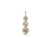 Round Lab-Grown Diamond Three-Stone Drop Pendant Necklace | Linked Cup Settings | Yellow Gold