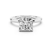 Princess Cut Hidden Halo Solitaire Engagement Ring Setting | Thin Wire Band | Platinum